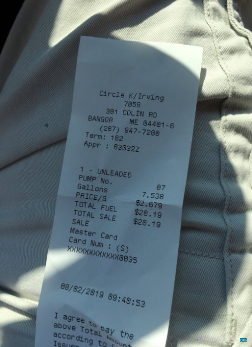 Download Circle K store payment receipt Photoshop template